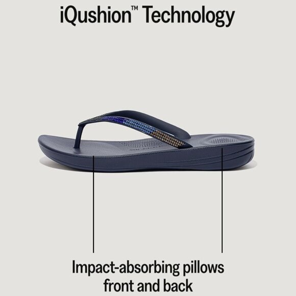 FitFlop Womens Size 5 Flip Flops Navy Ombre IQushion Ergonomic Arch Support - Picture 7 of 8